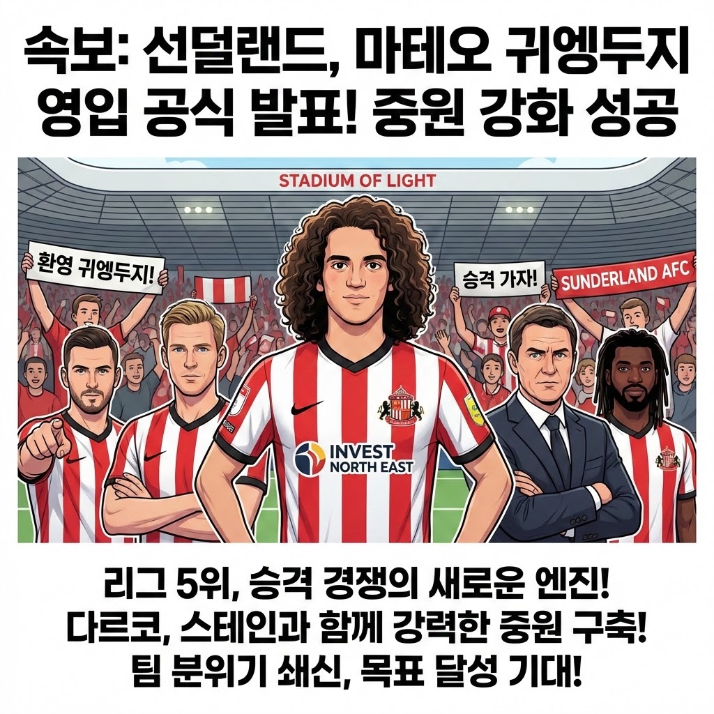 선덜랜드, 마테오 귀엥두지선수 영입 공식 발표